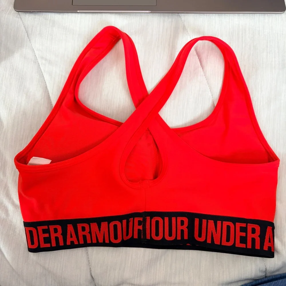Under Armour Mid Crossback Compression‎ Sports Bra Red Small 1310665